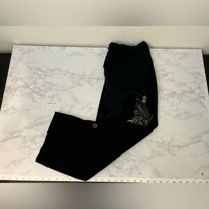 Women's Style & Co Stretch Pants Large Black Paisley Print Floral Sz 8​